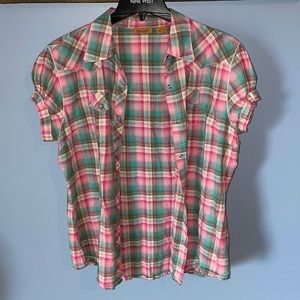 Plaid Button Down Short Sleeve Shirt